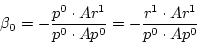 \begin{displaymath}
\beta_{0} = - {p^{0} \cdot Ar^{1} \over p^{0} \cdot Ap^{0}} = - {r^{1} \cdot Ar^{1} \over p^{0} \cdot Ap^{0}}\end{displaymath}
