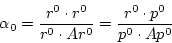 \begin{displaymath}
\alpha_{0} = {{r^{0} \cdot r^{0}} \over {r^{0} \cdot Ar^{0}}} = {{r^{0} \cdot p^{0} } \over {p^{0} \cdot Ap^{0}}} \end{displaymath}