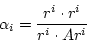 \begin{displaymath}
\alpha_{i} = {r^{i}\cdot r^{i}\over r^{i}\cdot Ar^{i}}\end{displaymath}