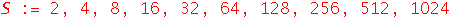 S := 2, 4, 8, 16, 32, 64, 128, 256, 512, 1024