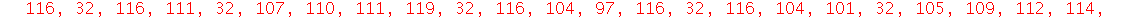 S := [73, 32, 104, 97, 118, 101, 32, 115, 101, 101, 110, 32, 116, 111, 111, 32, 109, 117, 99, 104, 32, 110, 111, 116, 32, 116, 111, 32, 107, 110, 111, 119, 32, 116, 104, 97, 116, 32, 116, 104, 101, 32...