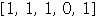 Array([1, 1, 1, 0, 1])