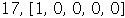 17, Array([1, 0, 0, 0, 0])