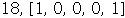 18, Array([1, 0, 0, 0, 1])