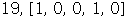 19, Array([1, 0, 0, 1, 0])