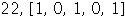 22, Array([1, 0, 1, 0, 1])