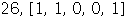 26, Array([1, 1, 0, 0, 1])