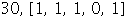 30, Array([1, 1, 1, 0, 1])