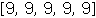 Array([9, 9, 9, 9, 9])