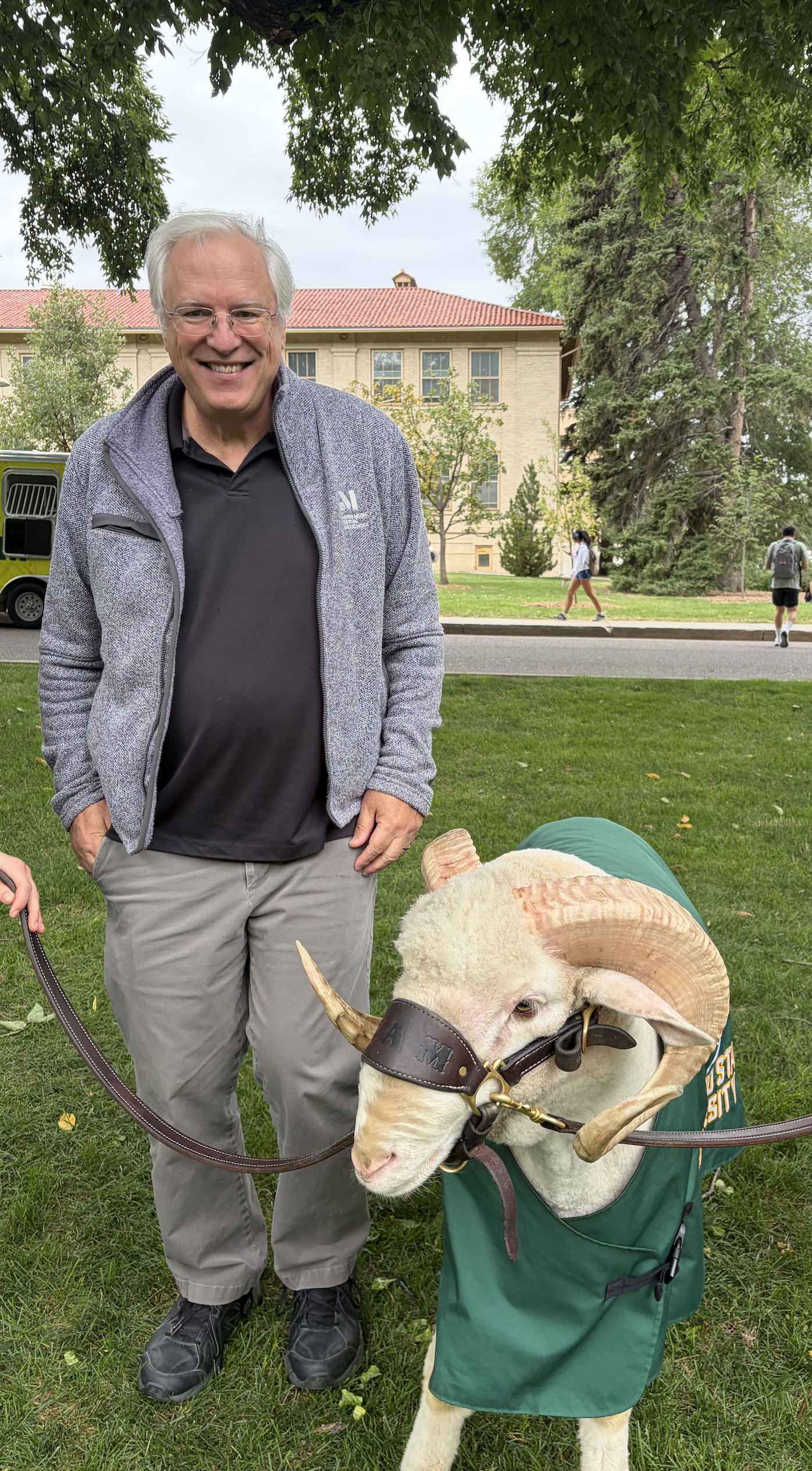 Michael Kirby with CAM the Ram on the CSU campus